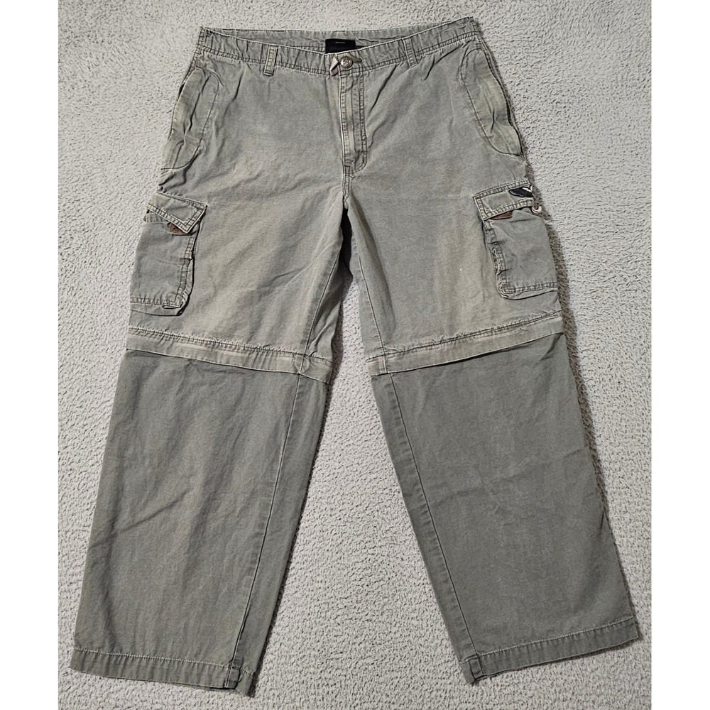 Men's Harley Davidson Cargo Convertible Pants Size 36x30 Gray Cotton‎ Vintage